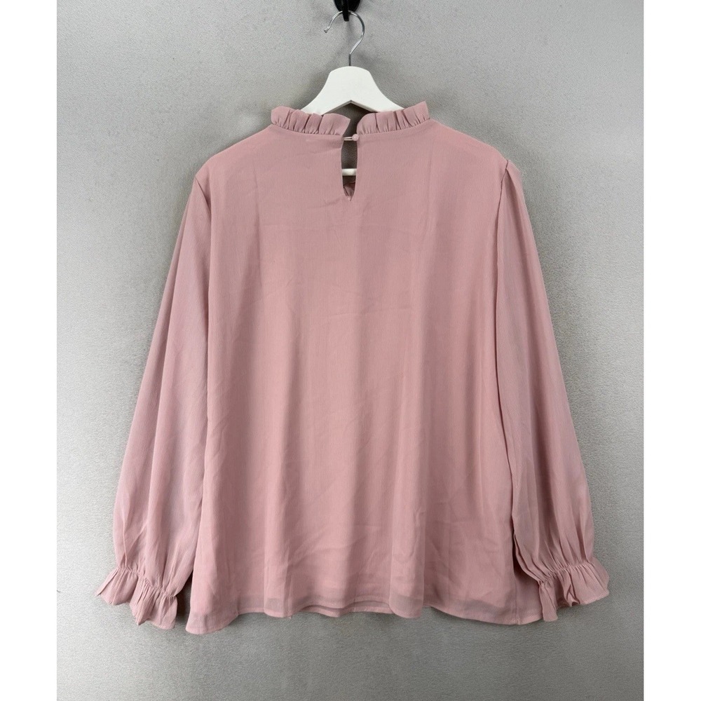 Aifer Dusty Rose Ruffle Neck Puff Sleeve Lined Blouse Top NWT Women's XXL - Picture 3 of 9